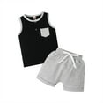 thumbnail image 2 of Kkkded 2Pcs Kids Baby Boys Summer Sleeveless T-Shirt Set 3m-4y Toddler Casual Vests Solid Color Pullover + Shorts Set Newborn Clothes Set, 2 of 8