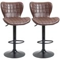 thumbnail image 1 of HOMCOM Adjustable Bar Stools Set of 2, Swivel PU Leather Bar Chairs, 1 of 10