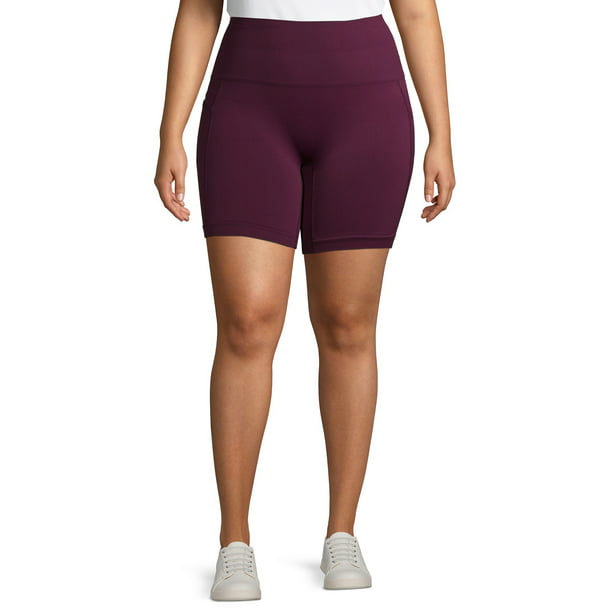 Porn Women Bicycle Shorts - Women's Plus Active Seamless Bicycle Short With Phone Pockets - Walmart.com