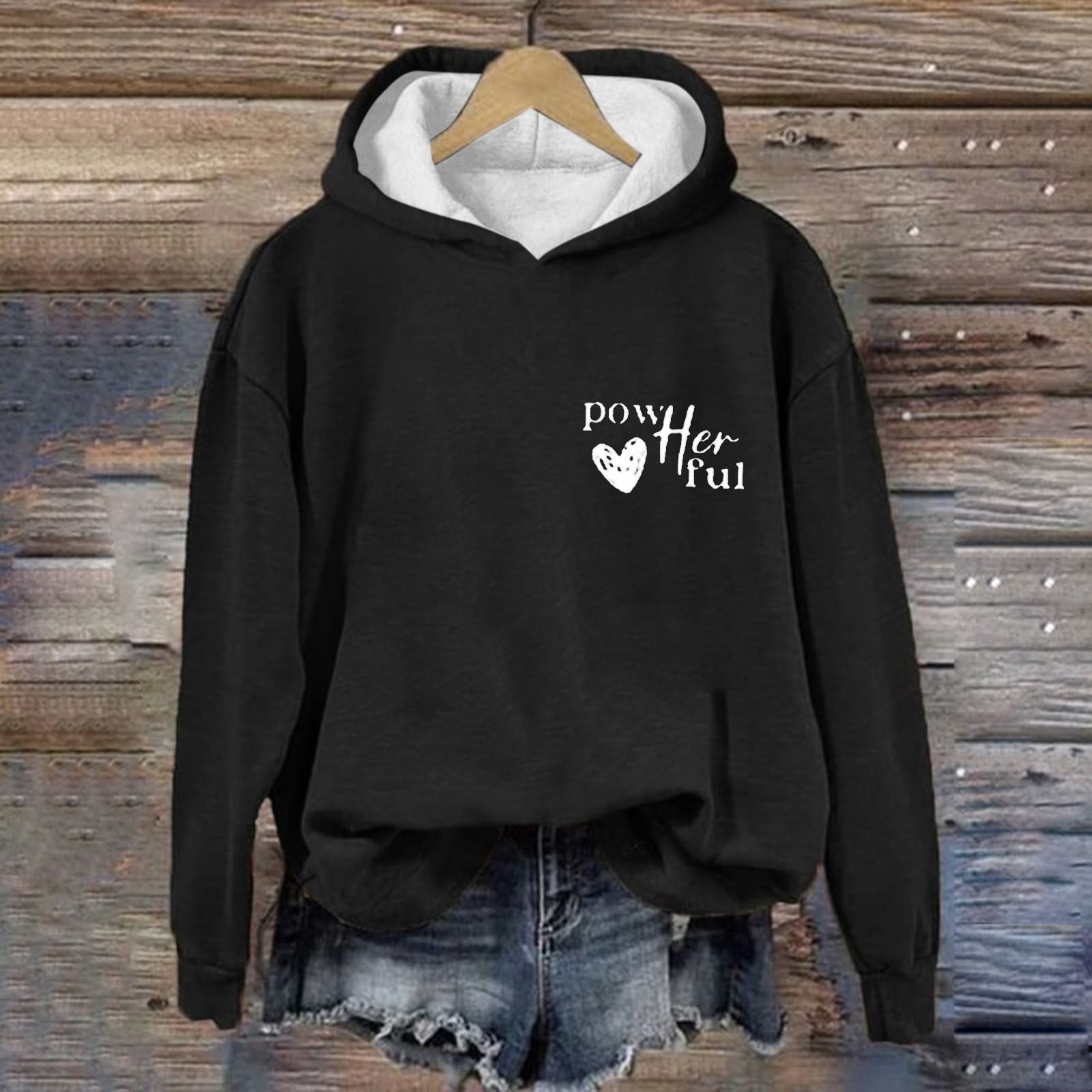 Black_Friday&Cyber/Monday Womens Clothing Under $10.00 Yuxingfu Women'S Casual Fall and Winter Long-Sleeved Fashion Printed Hooded Tops Sweatshirt