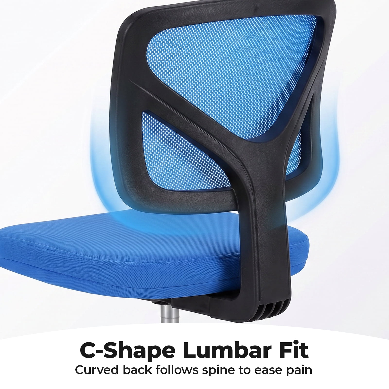 Alvantor Low-Back Mesh Office Chair with Lumbar Support, Armless Swivel Rolling Chair