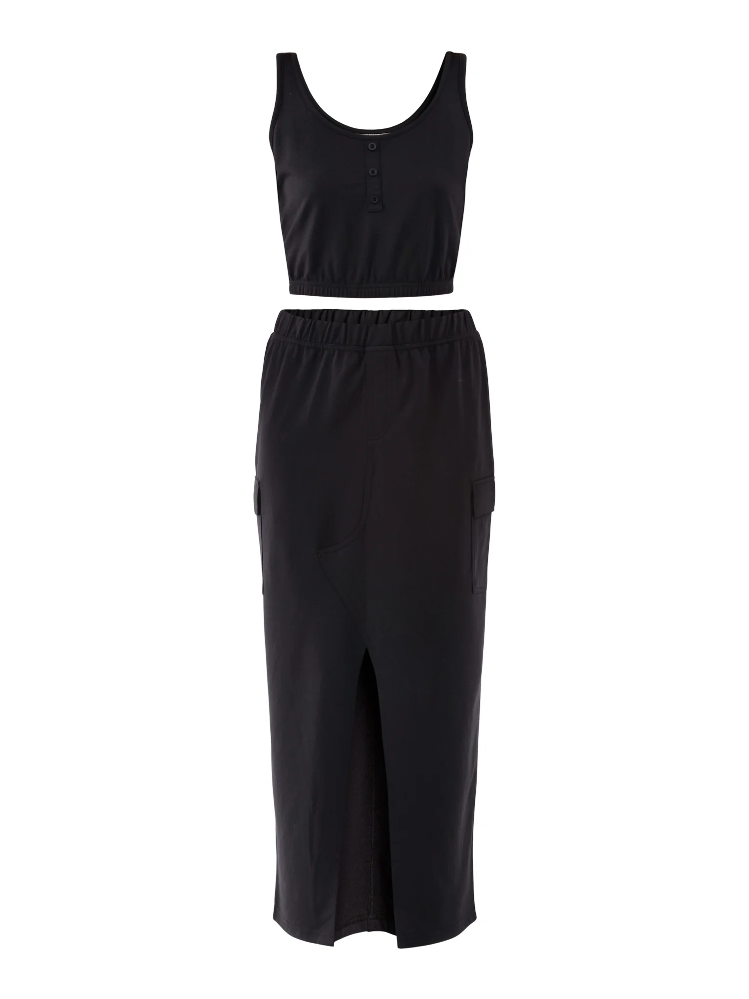 No Boundaries Henley Tank and Maxi Skirt Set, Women’s and Women's Plus