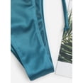 thumbnail image 6 of ZAFUL Women Swimsuit Shiny Silky Tie Side High Leg Cheeky Bikini Swimwear Deep Blue S, 6 of 6