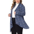 thumbnail image 4 of Agnes Orinda Ropa de abrigo para mujer de tallas grandes, primavera, otoño, invierno, suéter de punto asimétrico, cárdigan 2X azul marino, 4 of 6