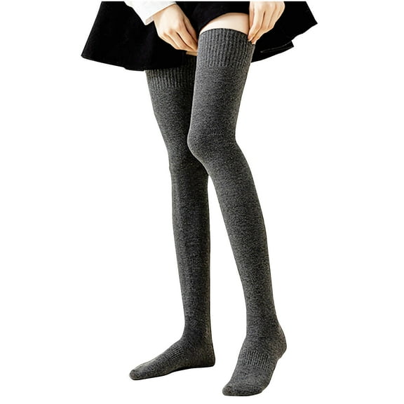 LckLvx Women Thigh High Socks Solid Color Stretch Comfy Over the Knee Socks Casual Dance Athletic Daily Tube Stockings