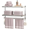 thumbnail image 6 of NICETAKU 23inches Towel Racks for Bathroom Towel Shelf with Double Towel Bars Lavatory Wall Mount Holder with Hooks Stainless Steel Hotel Bath Rack (Silver), 6 of 9