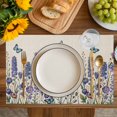 thumbnail image 4 of Purple Floral Placemats Set of 6, Spring Lavender Daisy Butterflies Botanical Beige Placemats for Dining Table, Place Mats for Kitchen Tabletop, Waterproof Wipeable Dining Table Mats Set, 4 of 9