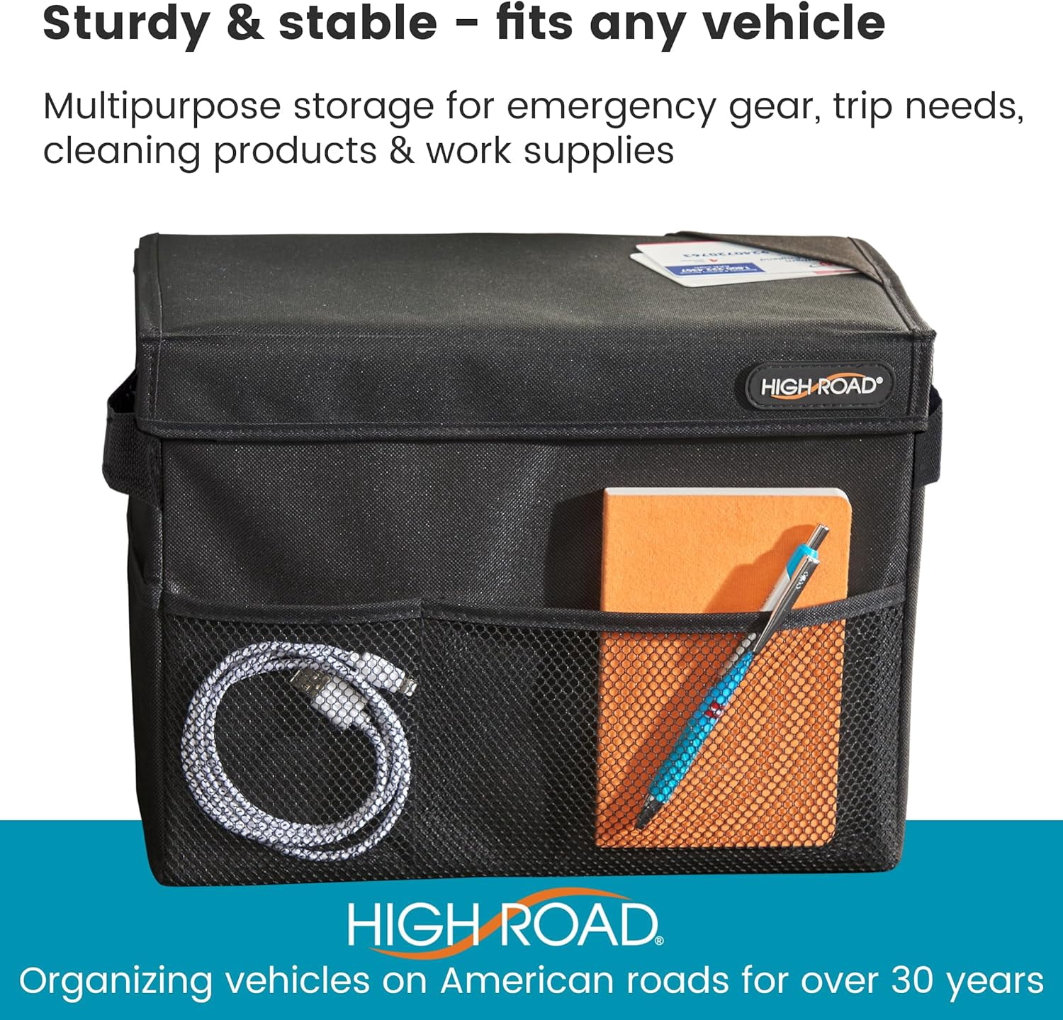 Carganizer Car Storage Bin with Lid - Multipurpose Box for the Back Seat Front Seat or Trunk Univeral Organizer Fits All Vehicles