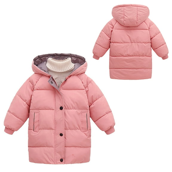 Baby Winter Coat,Little Boys Girls Puffer Coat Mid-length Hooded Jacket Thicken Windproof Zipper Warm Outwear For Toddler Baby Girls Toddler Winter Jacket