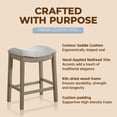 thumbnail image 5 of ROME + OAK Parker 26" Backless Saddle Kitchen Counter Stool, Oak, Grey Upholstery, 5 of 12