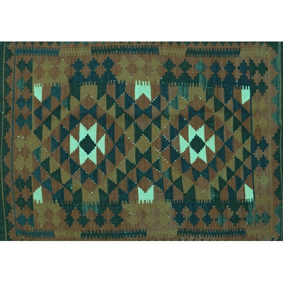 Ahgly Company Indoor Rectangle Oriental Turquoise Blue Traditional Area Rugs, 4' x 6'