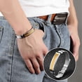 thumbnail image 2 of Mens Stainless Steel Bracelet with Bar, Adjustable Mesh Band with Buckle Clasp, Gold/Silver, 2 of 7