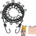thumbnail image 1 of Tendedero portátil con pinzas para ropa, tendedero de viaje elástico a prueba de viento para tendedero interior, accesorios para acampar al aire libre (negro), 1 of 5