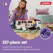 Schleich Horse Club - 227PC Lisa Transporter Playset with Horses, Rider, Family, Dog, Trailer, Grooming Station & Pool - Horse Toys for Kids 5+ 42619