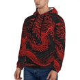 thumbnail image 3 of Wukai Red Dragon On Black Print Men Hoodies Fleece Sweatshirts Long Sleeve Sweaters Pullover Fall Outfits Winter Clothes-XX-Large, 3 of 7