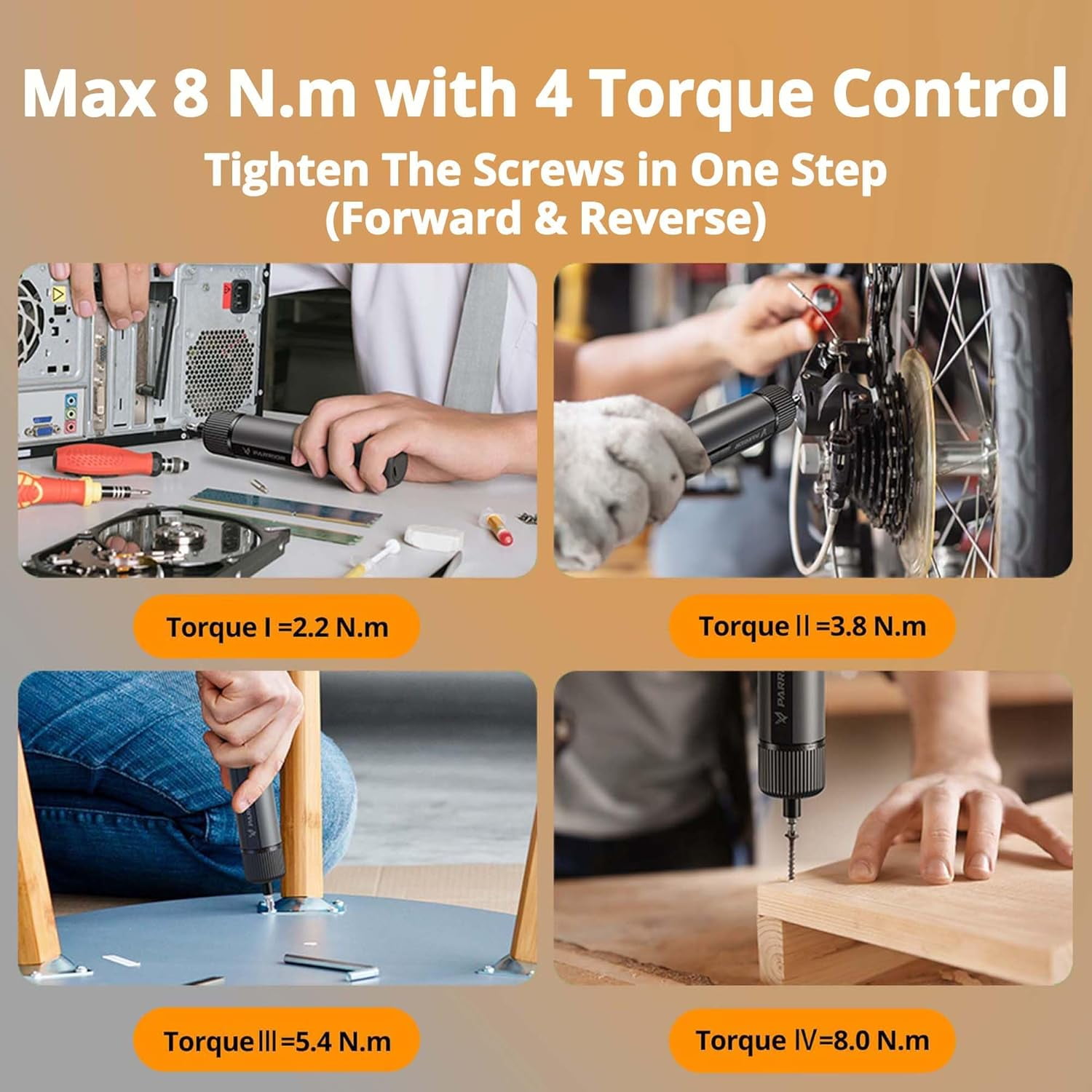 Tilswall Mini Electric Screwdriver, 4V Cordless Screwdriver Kit, 4 Speeds, 4 Torque Settings, 2200 mAh Rechargeable Lithium Battery, Black