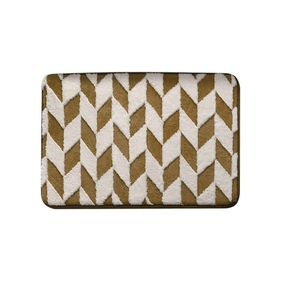 openpig Brown and White Bathroom Rugs, Water Absorbent Quick Dry Bath Mats for Bathroom Non Slip, Small Washable Soft Bath Rug for Bathtub Shower Entryway Floor Door Mats Bedroom Entry