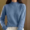 thumbnail image 2 of Mock Neck Pullover Sweaters for Women Soft Warm Knit Sweater Fashion Clothing Fall Outfits for Women Winter Clothes Loose Fit Casual High Neck Long Sleeve Solid Color Ribbed Cuffs, 2 of 5