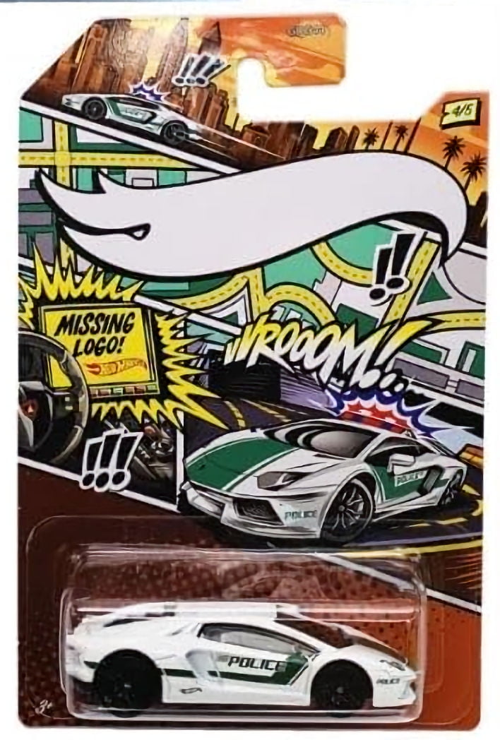 Hot Wheels 2020 Police Pursuit Comic Missing Logo Art Variant Complete Set of 5 Diecast Vehicles