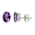 thumbnail image 4 of AoneJewelryOval Amethyst Earrings for Women in 14k White Gold ( 7x5 mm ) Prong-Setting, 4 of 4