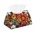 thumbnail image 2 of Lsque Colorful Vintage Floral Pattern Printed Long Tissue Box Cover Holder, Facial Paper Organizer Dispenser,Triangle with Bottom Belt, PVC Leather Decorative Organizer, 2 of 9