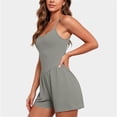 thumbnail image 4 of Ohufall Short Jumpsuit for Women Solid Color Comfort Camisole Summer Casual Wide Leg Short Jumpsuits, 4 of 6