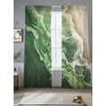 thumbnail image 3 of Dark Green Sheer Curtains 84 inches Long 2 Panels Set Beige Gradient Ocean Wave Abstract Beach Coastal Sheer Window Curtain Rod Pocket Voile Drapes for Living Room/Bedroom, Each 52" W x 84" L, 3 of 7