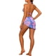 thumbnail image 3 of INSPIRAR CHIC Conjuntos de Bikini de 3 Piezas con Tie Dye para Mujeres, Trajes de Baño Halter de Triángulo con Sarong y Falda de Playa, Traje de Baño Talla X-Large Rosa Azul, 3 of 5