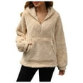 thumbnail image 1 of Sudadera con capucha y media cremallera holgada para mujer - Chaqueta informal y cómoda para el frío, 1 of 8