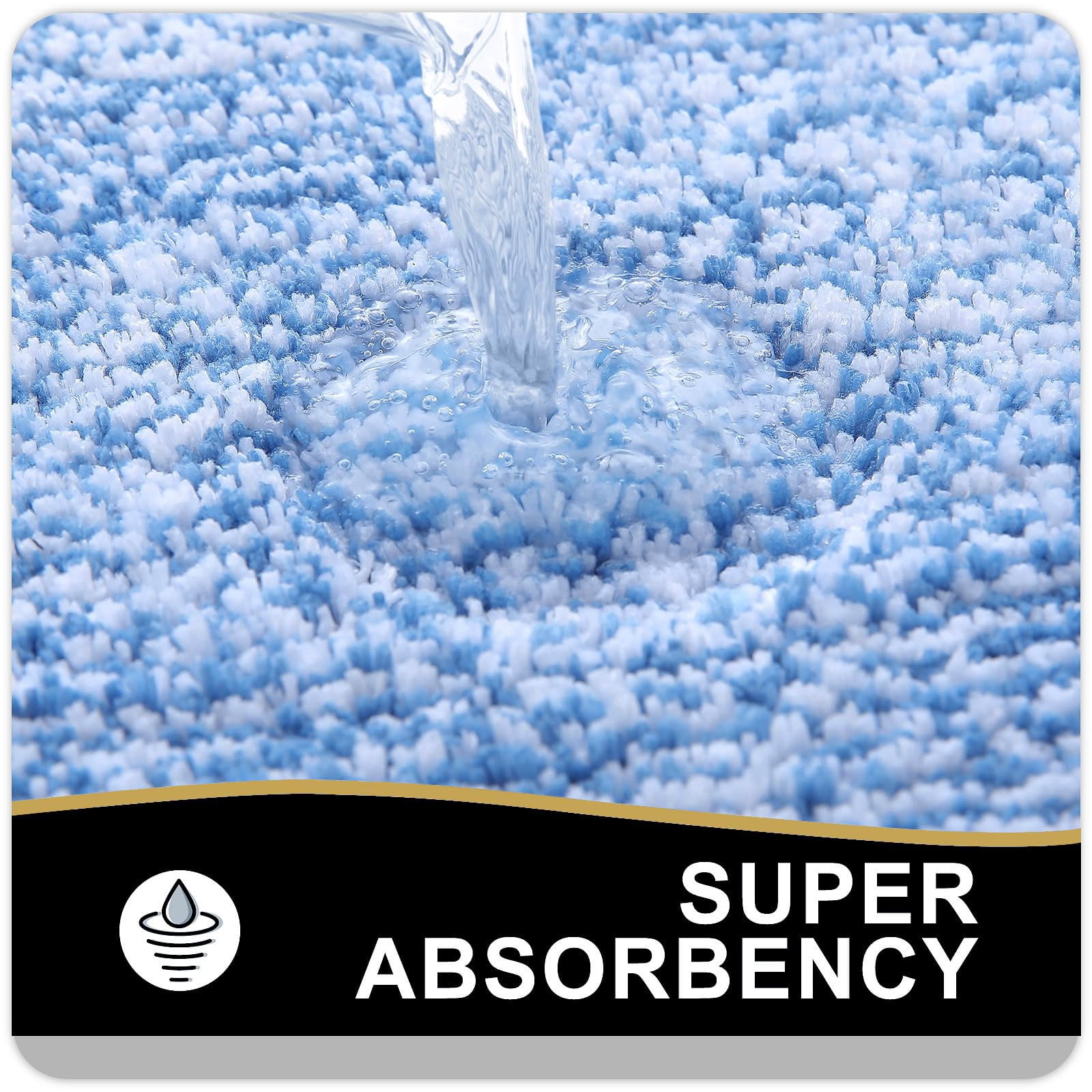 Smiry U-Shaped Luxury Bathroom Rugs, Ultra Soft and Absorbent Microfiber Contour Bath Rug, Non-Slip Machine Washable Toilet Rug, 24"x20", Blue and White