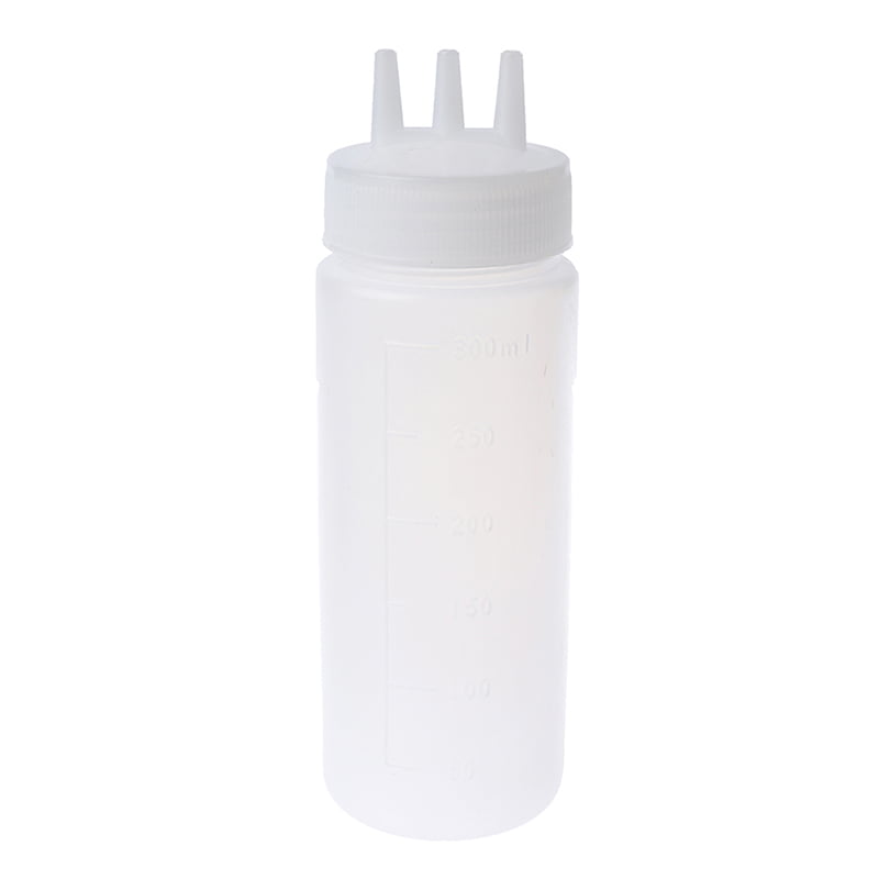 Reusable Condiment Dispenser Plastic 4 Holes Sauce Bottle for Honey Oil Jam Ketchup Squeeze Bottle Red