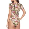 thumbnail image 4 of The Xecao Rose Flowers Women's Crew Neck Body Suit, a short-sleeved bodysuit and basic swimsuit, both comfort and style for dating and daily life, 4 of 9