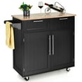 thumbnail image 1 of Costway Rolling Kitchen Cart Island Heavy Duty Storage Trolley Cabinet Utility Black, 1 of 10