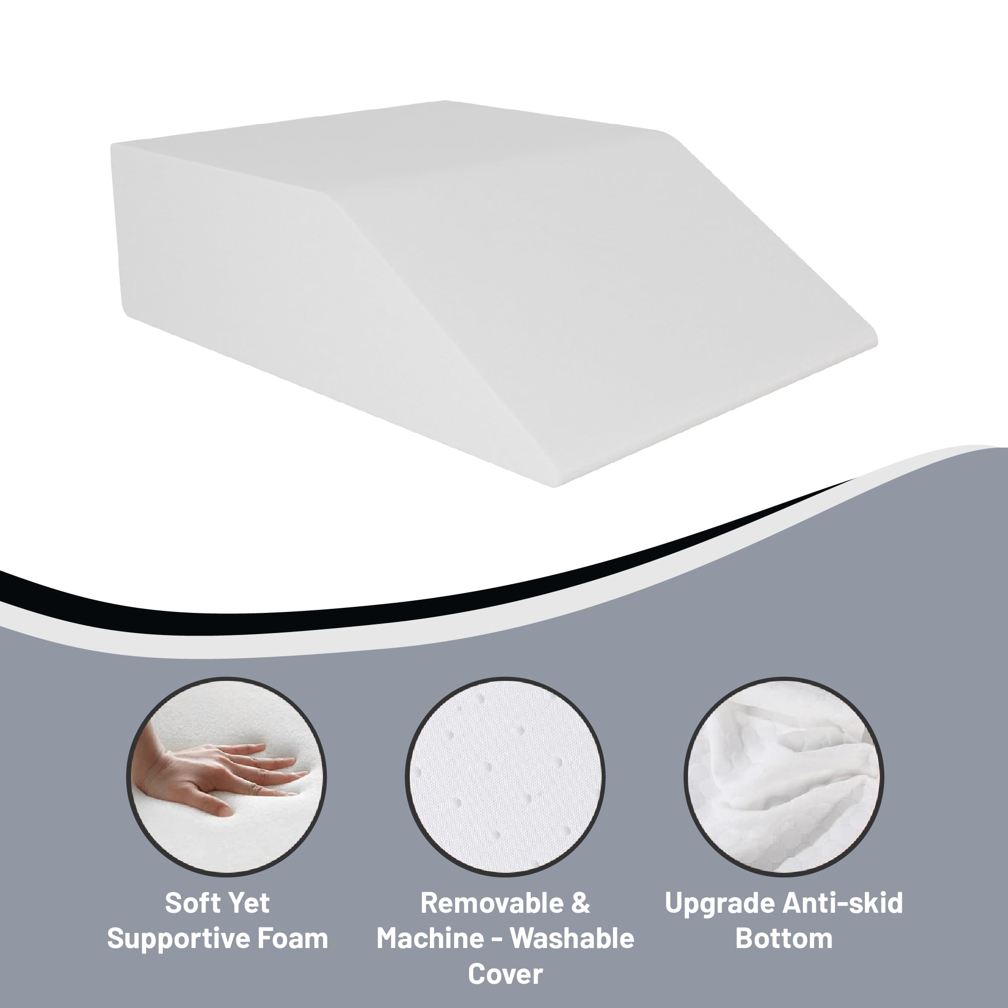 Continental Sleep - Leg Pillow , Foam Wedge- Improves Blood Circulation, Relieves, 21" x 23" x 7", White