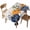 Blue, Brown, variant on Navy Blue Pumpkins Fall Table Cloth, Waterproof Tablecloth for Rectangle Tables, Thanksgiving Weeping Leaves Washable Fabric Table Cover for Restaurant Kitchen Dining Tables 52"x70"
