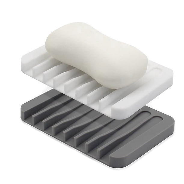 2 protectores de jabón de silicona, escurridor de cascada para baño, prolonga la vida útil del jabón, mantiene las barras de jabón limpias en seco y fácil limpieza, jabón autodrenante