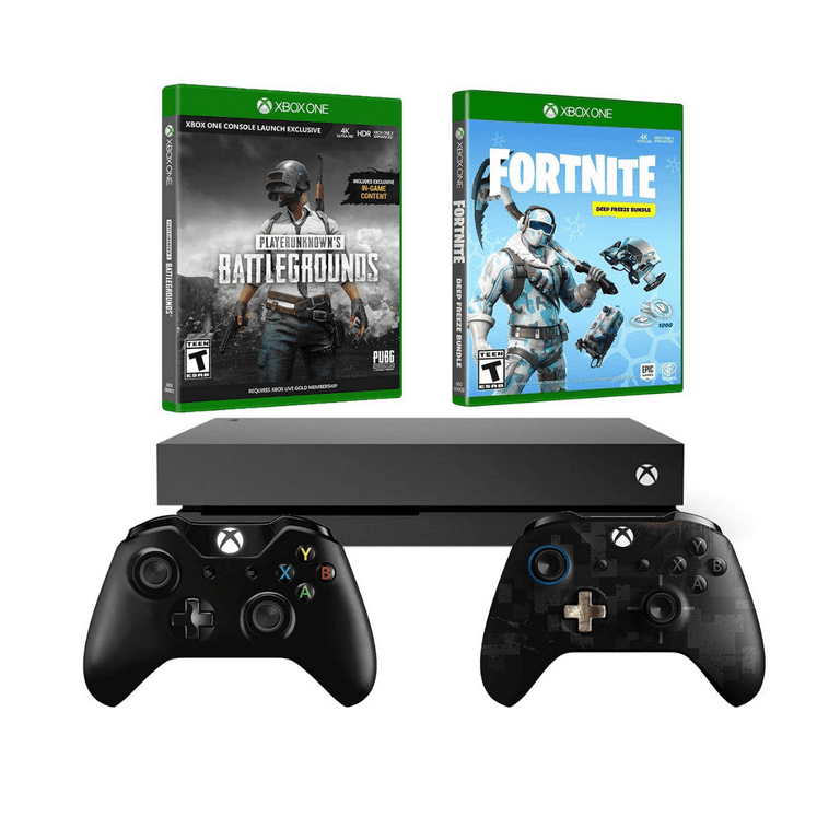 Xbox One X Battle Royale Fortnite and PUBG Limited Bundle: PLAYERUNKNOWN\'S  BATTLEGROUNDS with Speical Edition Wireless Controller, 1000 V-Bucks,