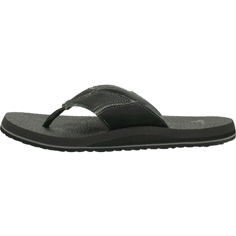 Men s Sanuk Fault Line Thong Sandal Charcoal Synthetic Nubuck 14 M