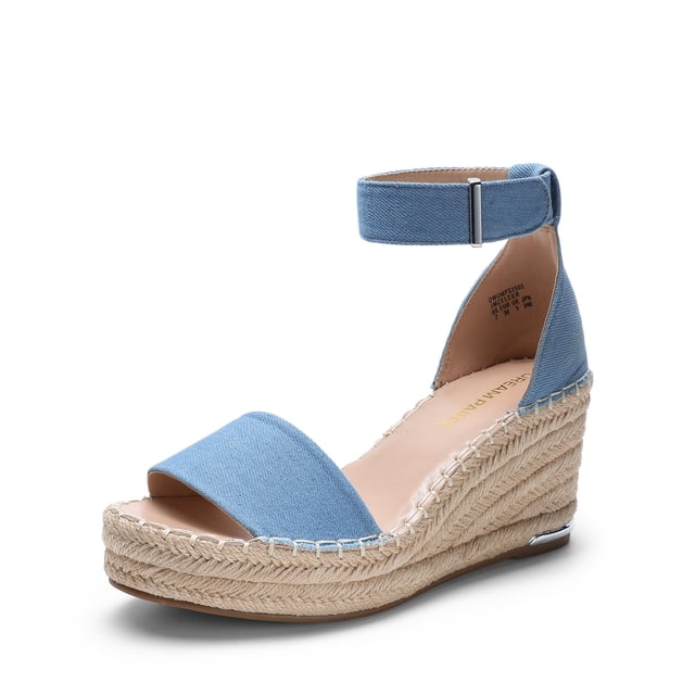 Sandalias Cuña para Mujer DREAM PAIRS en Denim Azul con Tacón de 7.5 cm