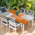 thumbnail image 2 of Orange Abstract Table Cloths for 4 Foot Rectangle Tables, Grey Geometric Oil Painting Vintage Gradient Patio Waterproof Elastic Fitted Tablecloths, Washable Rectangular Table Cover for Camping, 2 of 8