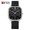 Silicone strap _ all black, variant on Elegant Unisex Quartz Watch – Waterproof Square Dial, Slim Casual Design, Date Display Feature