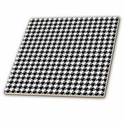 3dRose, Black and White Hounds tooth, 6 Inch Ceramic Tile