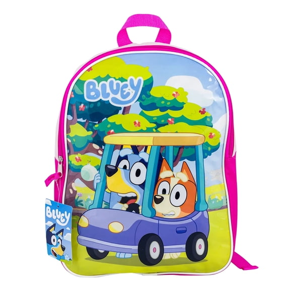 Bluey 15" Pink Kids School Backpack, No side pockets