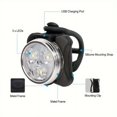thumbnail image 3 of SUTENGDA 4pcs Bicycle Front and Rear LED Safety Light Set - High-Brightness 3LED Night Riding Warning Lights with USB Charging  Waterproof  and 4 Modes - Rechargeable Lithium Battery  ABS, 3 of 6