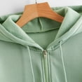 thumbnail image 6 of Green Womens Zipper Top Hoodie Sweatshirt, Polyester Long Sleeve Hoodies, Women Casual Solid Long Sleeve Zipper Hooded Sweatshirt Tops, L, 6 of 7