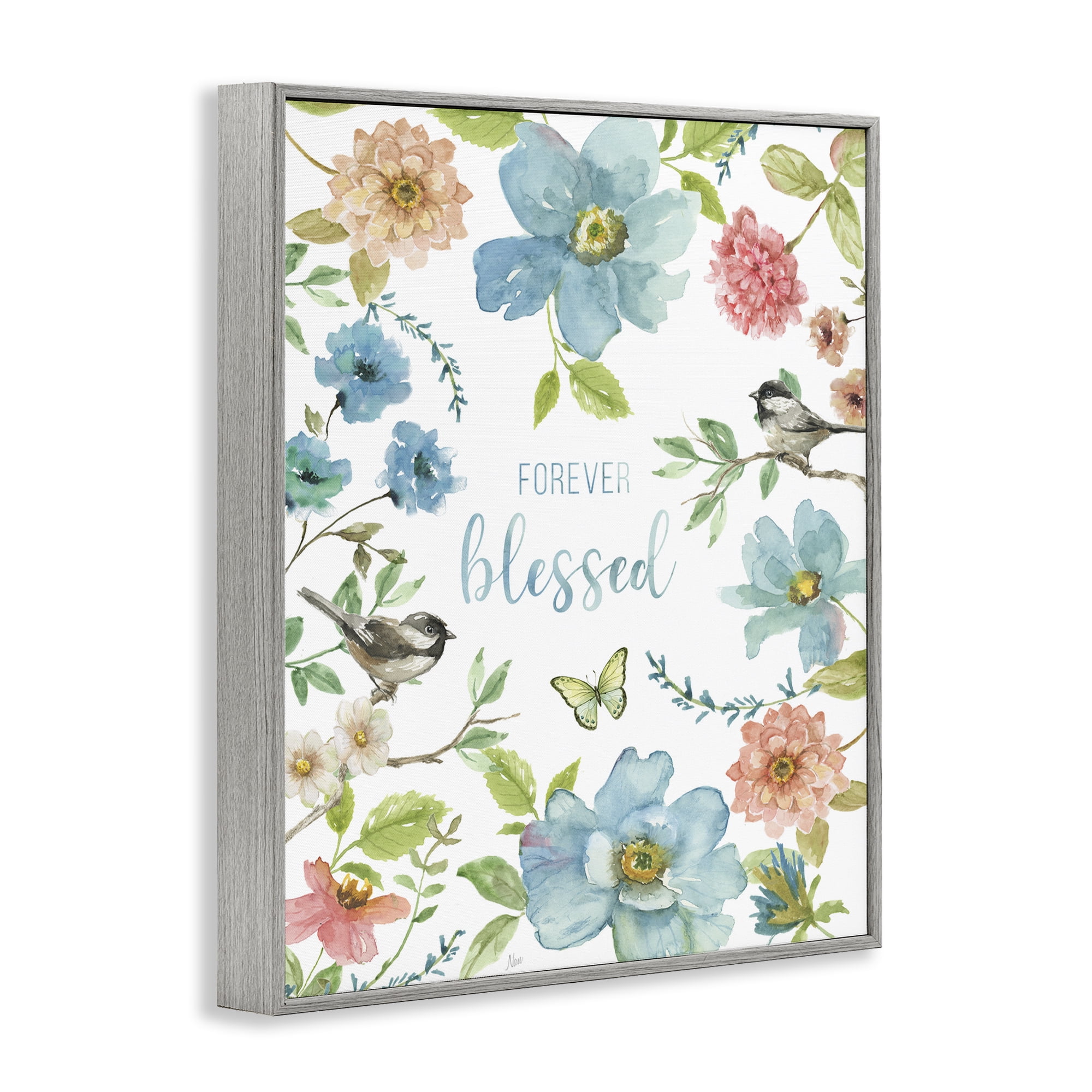 Stupell Industries Forever Blessed Pink & Blue Gray Framed Giclee Art, design by Nan