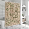 thumbnail image 5 of Vintage Botanical Shower Curtain Set - 72" x 78" Washable Bathtub Curtain with 12 Hooks, Country Herbs Leaves Plants Flowers Brown Waterproof Fabric Stall Shower Curtains for Bathroom/Bathtub Décor, 5 of 6