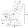 thumbnail image 2 of New Rocking Chair, Mid Century Fabric Rocker Chair with Wood Legs and Patchwork Linen for Livingroom Bedroom, 2 of 12