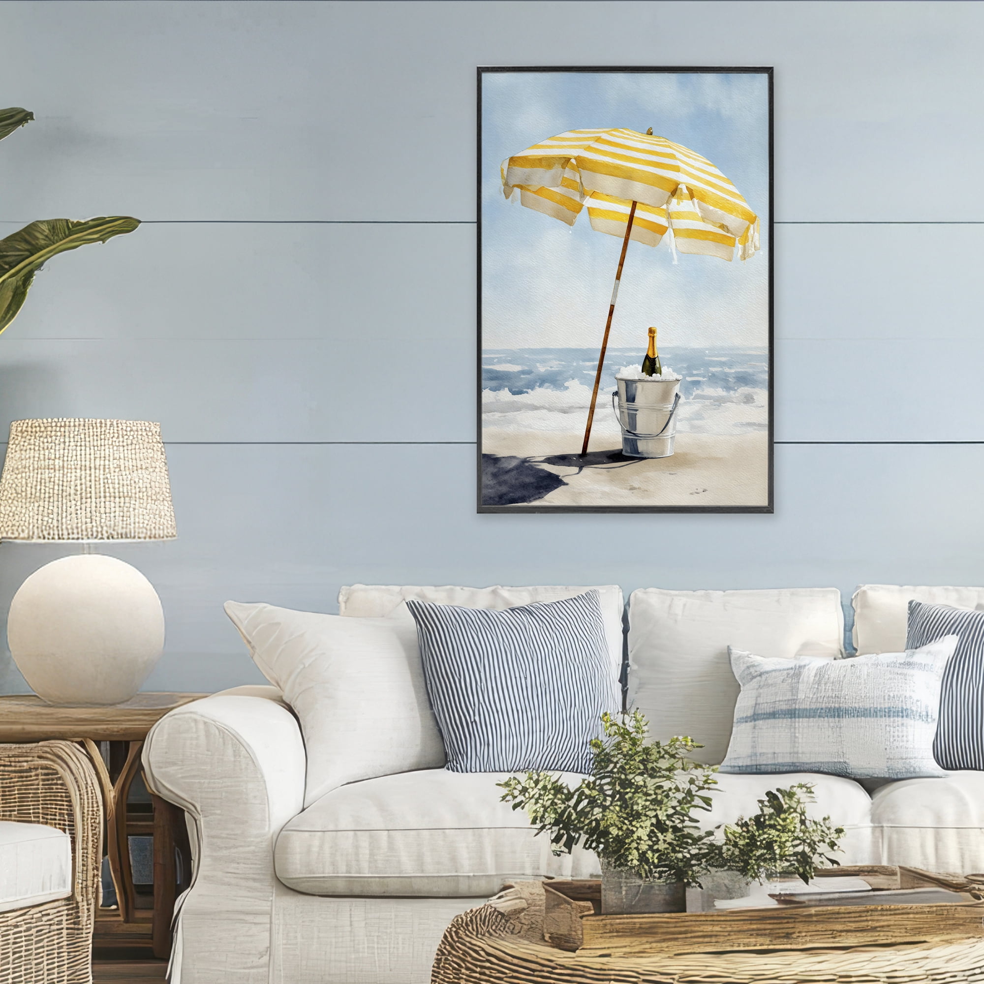 Stupell Industries Sunshine Celebration at Seaside Black Framed Giclee Art, design by Petal Prints Design