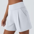 thumbnail image 6 of Miluxas Women's High Waisted Pleated Shorts Lightweight Flowy Casual Wide Leg Shorts with Pockets Comfy Summer Shorts for Yoga Workout White, 6 of 7